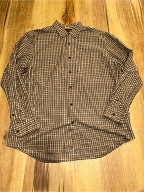 Timberland Men’s Plaid Button Down Shirt Long Sleeve XL Brown